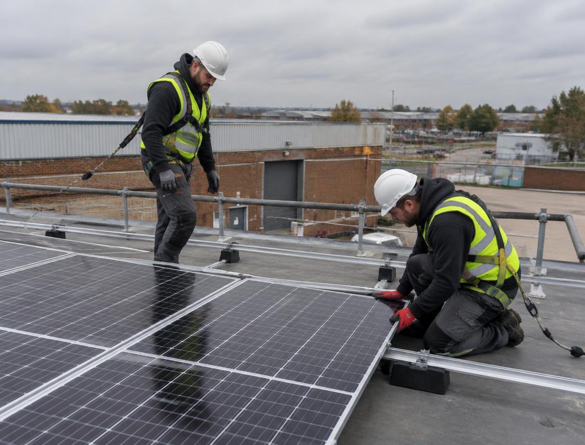 Flat-roof factory installation